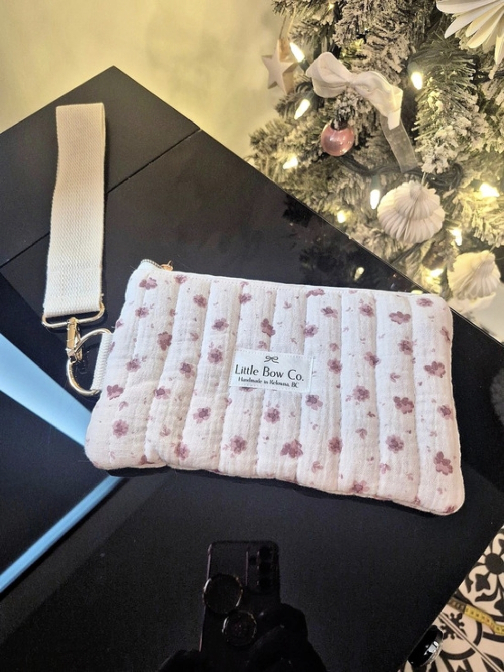 Little Bow Co. Floral Cosmetic Pouch in Pink & White Like New
